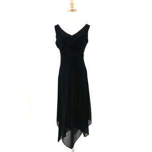 VTG Y2K Amanda Smith Midi Dress 4P Fairy Witchy Whimsygoth Asymmetrical Sparkle
